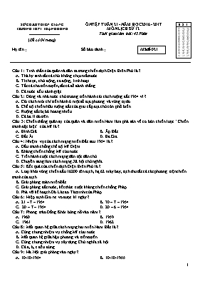 Đề ôn tập tuần 21 Lịch sử lớp 12 - Mã đề 021 - Năm học 2016-2017 - Trường THPT Thạnh Đông